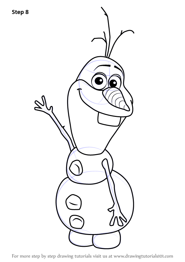 596x843 Learn How To Draw Olaf From Frozen - Olaf Drawing Tutorial
