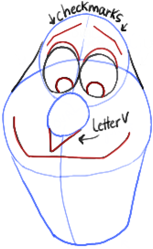 300x488 Photos How To Draw Olaf Face - Olaf Drawing Tutorial
