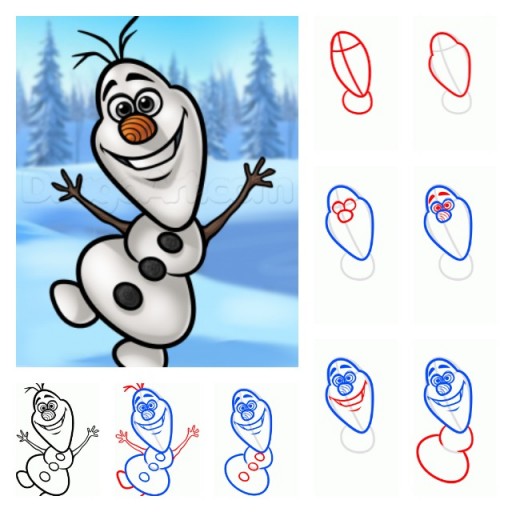 512x512 How To Draw Olaf Step - Olaf Drawing Tutorial