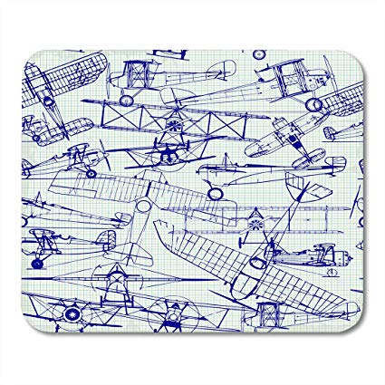 425x425 Emvency Mouse Pads Blue Aircraft Retro Old Airplanes - Old Airplane Drawing