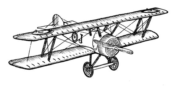 570x279 biplane style vintage airplane ink drawing clipart ready for etsy - Old Airplane Drawing