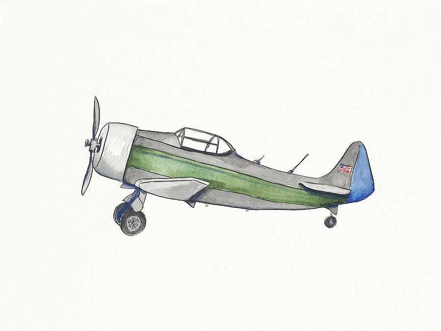 900x675 vintage green and gray airplane painting - Old Airplane Drawing
