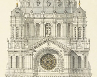 340x270 architectural print etsy - Old Architectural Drawings
