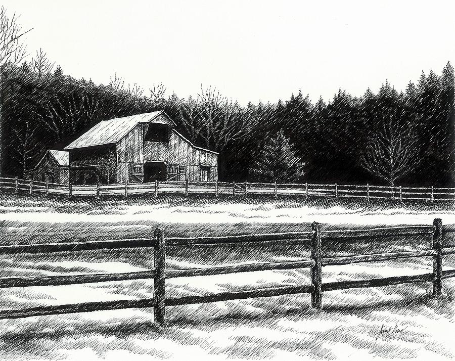 900x714 old barn in franklin tennessee drawing - Old Barn Drawings