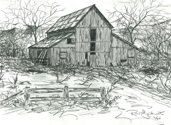 570x418 Pencil Sketches Of Old Barns Drawings Of Old - Old Barn Drawings