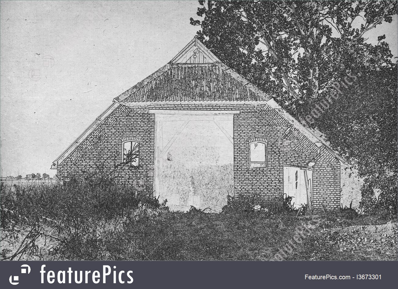 1300x945 photo of drawing of an old barn - Old Barn Drawings