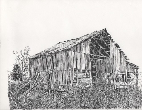 500x386 through these woods old barn - Old Barn Drawings