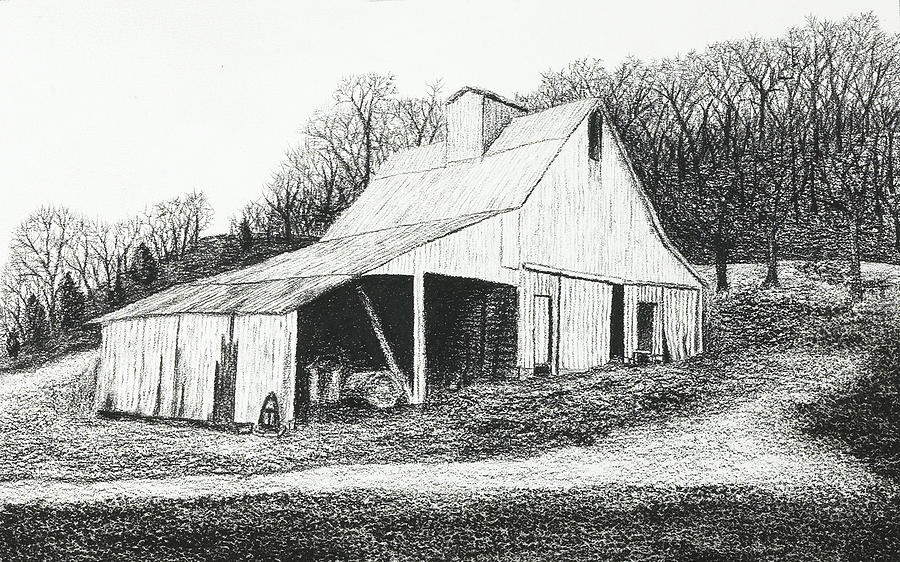 900x562 white barn on bluff road drawing - Old Barn Drawings