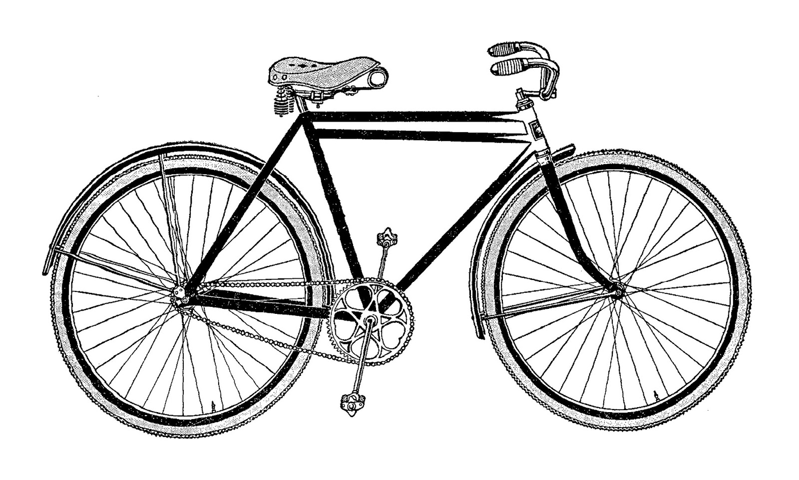 1600x962 Digital Stamp Design Vintage Bicycle Artwork Illustrations - Old Bicycle Drawing