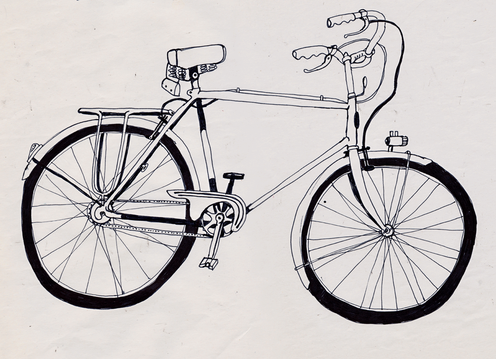1024x741 Drawing Vintage Bicycle Lobsterboy - Old Bicycle Drawing
