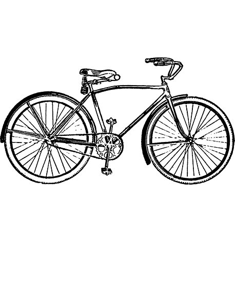 458x550 Retro Bicycle Drawing Photographic Print - Old Bicycle Drawing