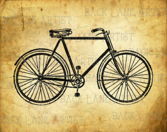 340x270 antique bike clipart etsy - Old Bicycle Drawing