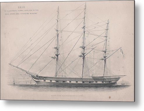 493x380 Drawing Of An Old Ship Metal Print - Old Boat Drawing