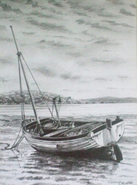 445x600 Lobster Boat - Old Boat Drawing