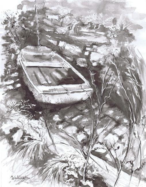 508x650 Old Boat In The Slipway - Old Boat Drawing