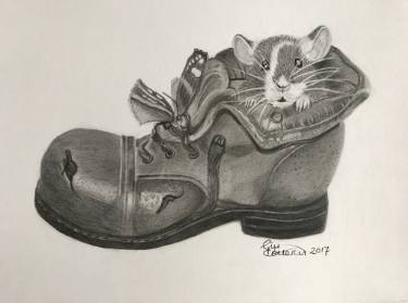375x279 Mouse In Old Boot Drawing - Old Boot Drawing
