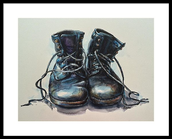 600x485 Old Boots Framed Print - Old Boot Drawing