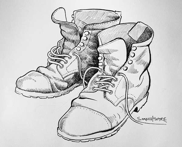 600x483 Van Gogh In Drawings, Shoe Art - Old Boot Drawing
