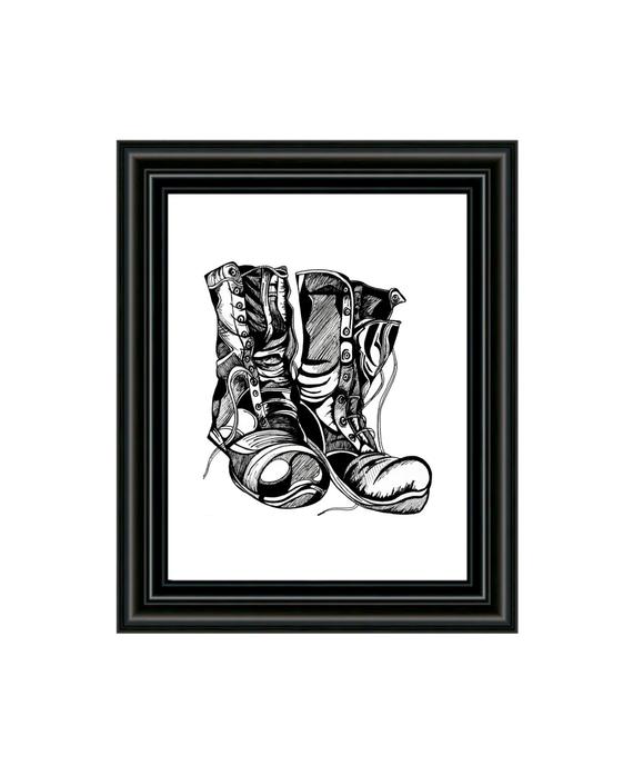 570x697 Printable Art Download Boots Art Print Pdf Printable Art Etsy - Old Boot Drawing