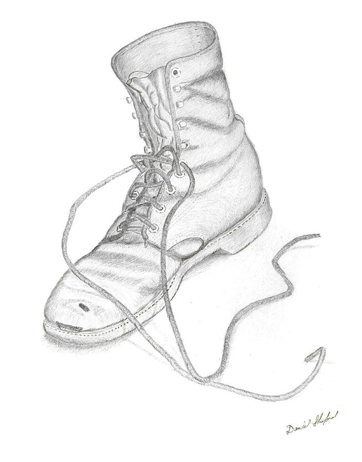 704x900 Dans Old Boot Drawing - Old Boot Drawing