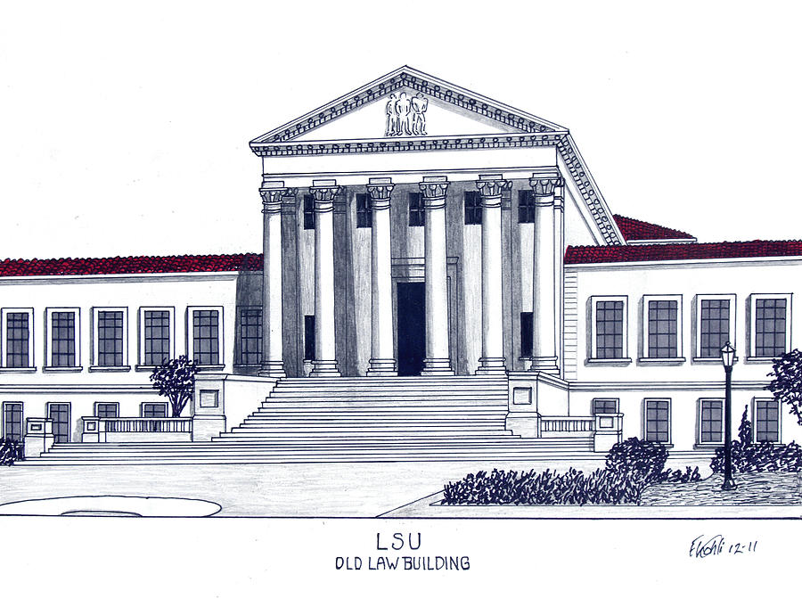 900x672 lsu old law building drawing - Old Building Drawing