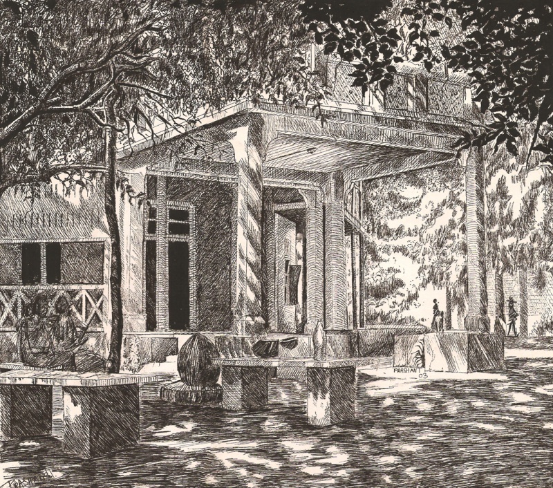 800x706 Old Building Pen Ink - Old Building Drawing