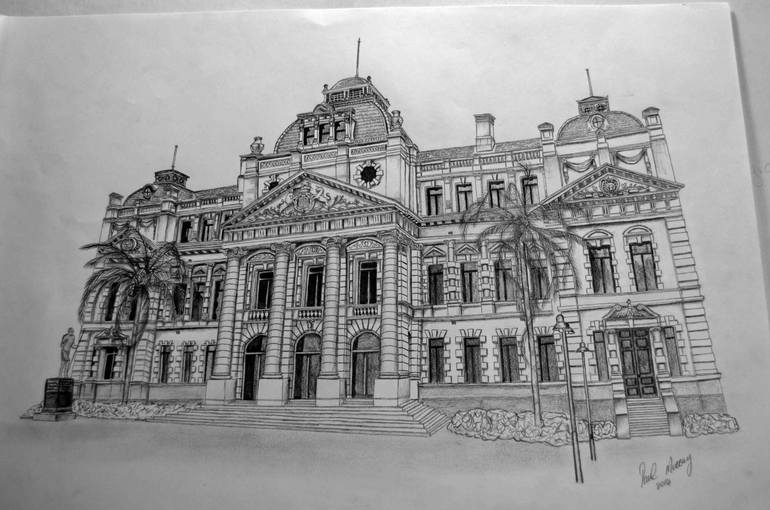 770x510 Old Court Building Drawing - Old Building Drawing