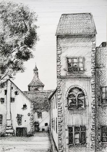 375x530 Old Building Drawing - Old Building Drawing