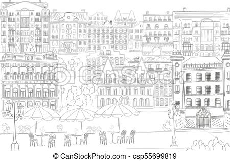 450x315 historic old buildings line style outline old city life building - Old Building Drawing