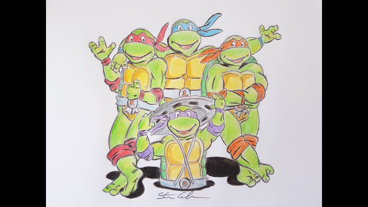 1280x720 Drawing The Old Cartoon Teenage Mutant Ninja Turtles - Old Cartoon Drawings