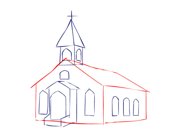 670x488 How To Draw A Church Steps - Old Church Drawing