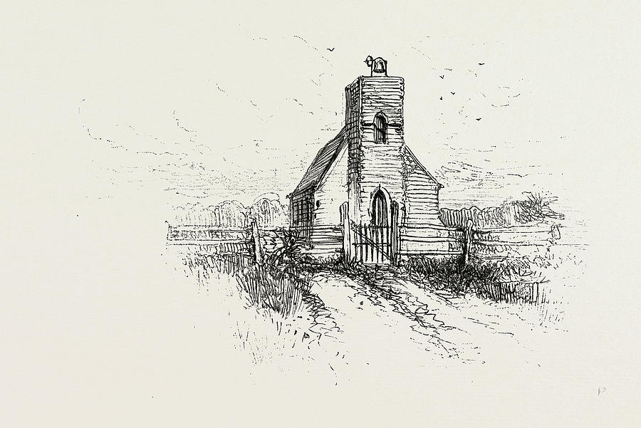 900x601 old church near landing, canada drawing - Old Church Drawing