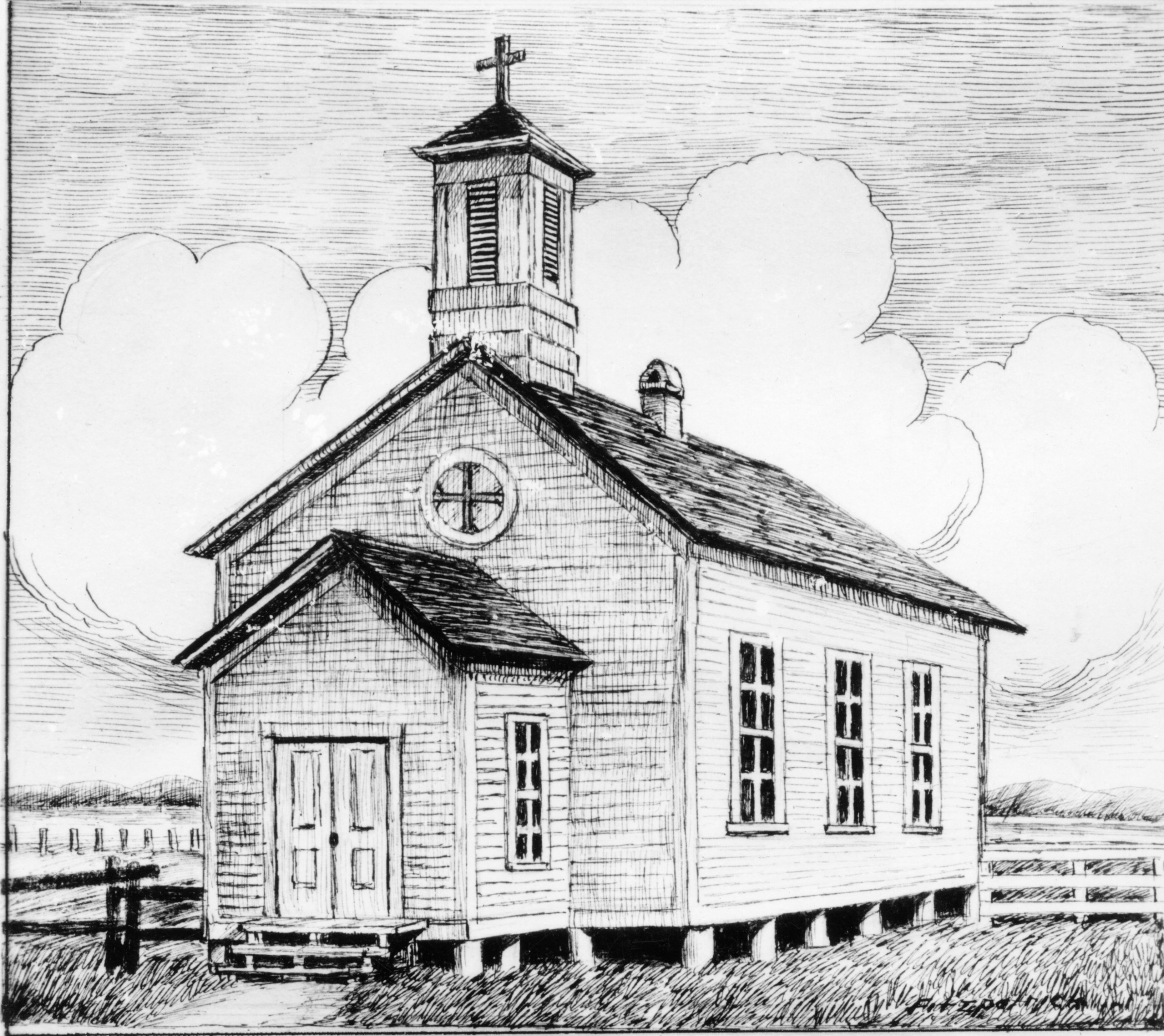 Old Country Church Drawings
