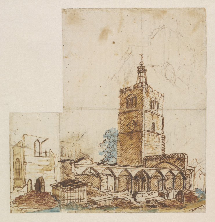 741x768 the demolition of hackney old church - Old Church Drawing