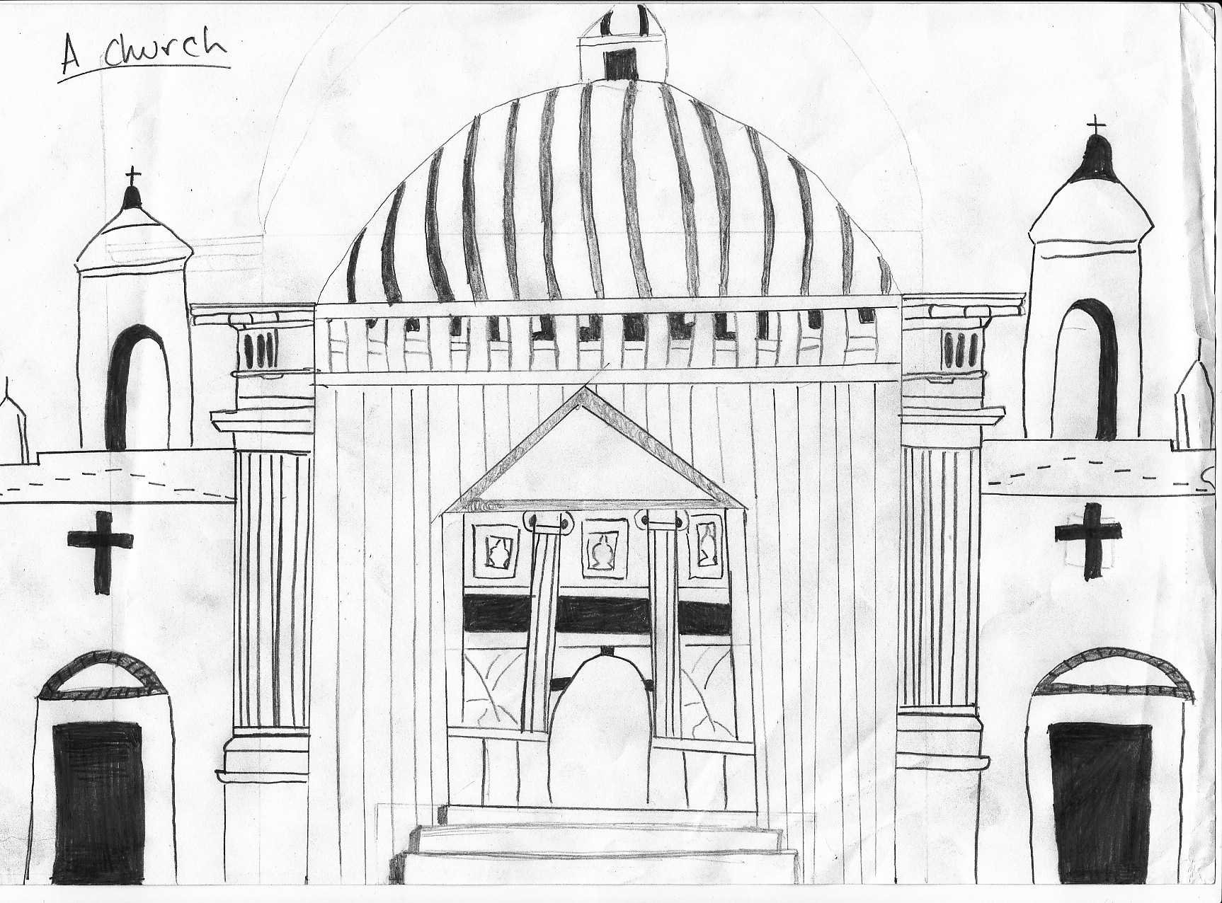 1726x1276 Drawing Church - Old Church Drawing