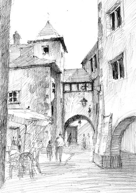 451x637 The Art Of Drawing Urban Drawingspaintings Drawings, Sketches - Old City Drawing