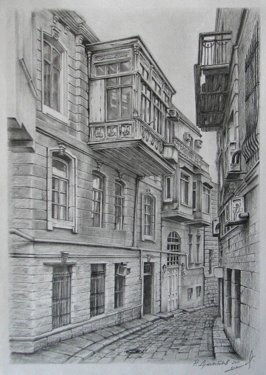 852x1200 The Old Street Drawing - Old City Drawing
