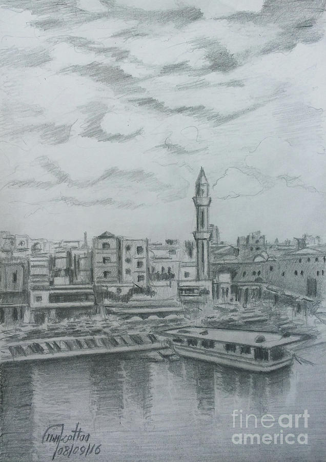 636x900 View Of Old City Sidon Drawing - Old City Drawing