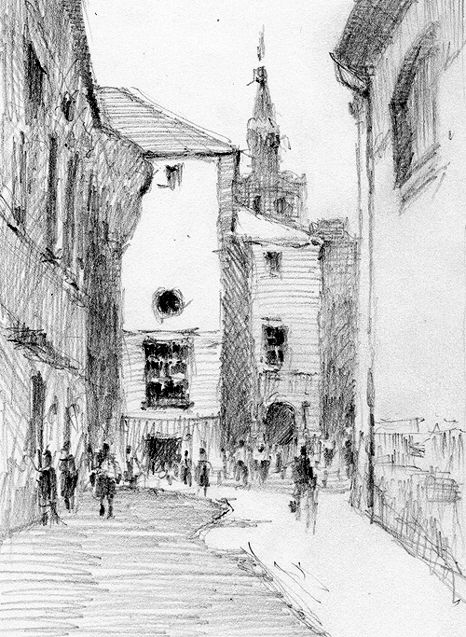 466x637 pencil dwg old city architechtural drawings drawings - Old City Drawing