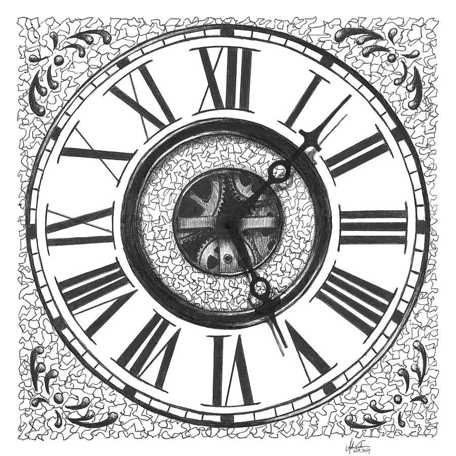 Old Clock Drawing