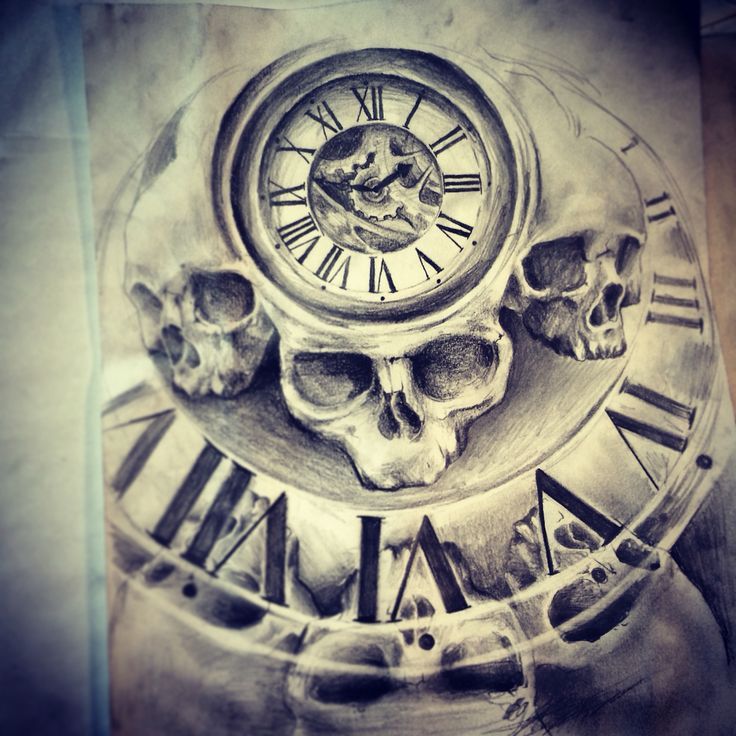 736x736 vintage clock and skull tattoo images o on clock drawing at com - Old Clock Drawing