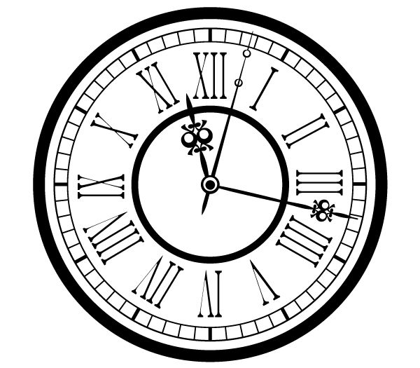 600x525 vintage clock vector images - Old Clock Drawing