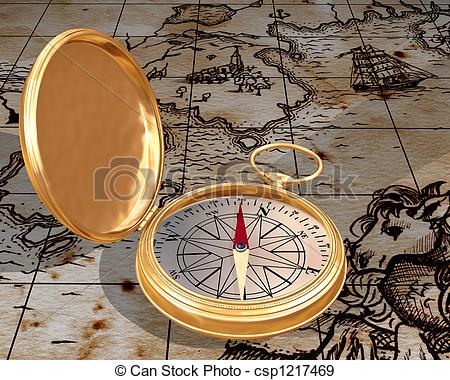 450x380 old compass on map illustration of antique compass on a old map - Old Compass Drawing