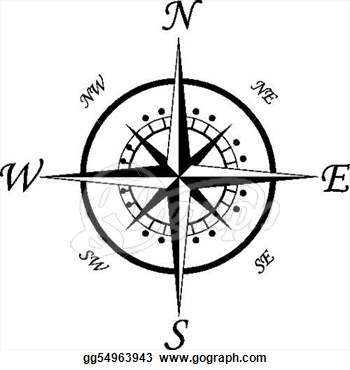 350x370 Old Map Compass Clipart - Old Compass Drawing