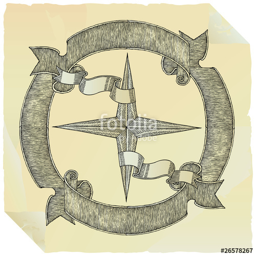 500x500 old paper compass label drawing stock image and royalty free - Old Compass Drawing