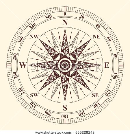 450x470 Vintage Compass Newfashion - Old Compass Drawing
