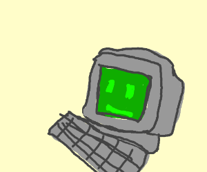 300x250 old, old computer with a face drawing - Old Computer Drawing