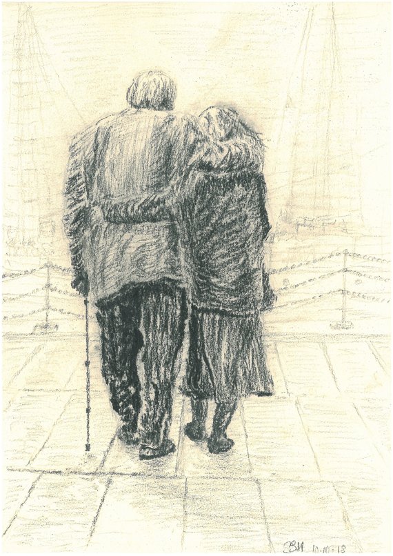 570x806 Old Couple - Old Couple Drawing