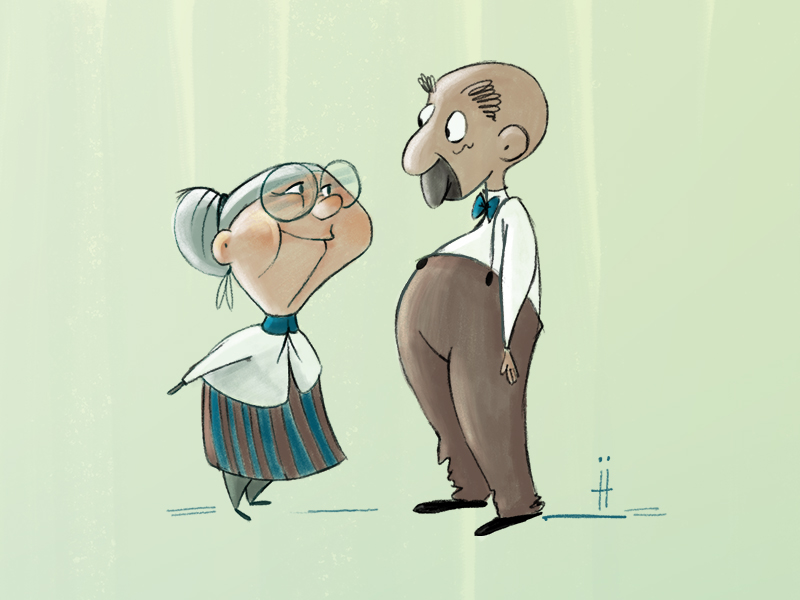 800x600 Old Couple - Old Couple Drawing