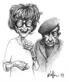295x350 Old Couple - Old Couple Drawing